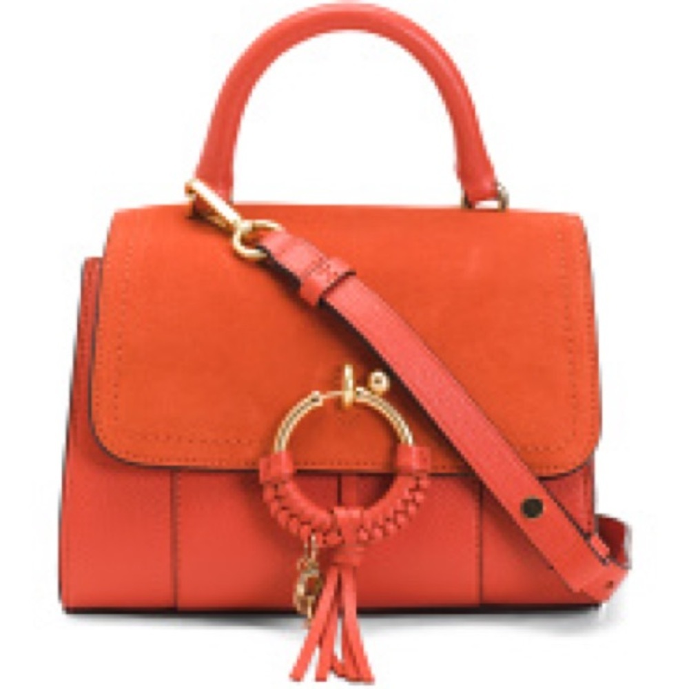 Practically new! See by Chloe Joan style purse coral suede/leather gold hardware